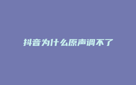 抖音為什么原聲調(diào)不了