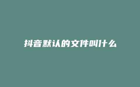 抖音默認(rèn)的文件叫什么