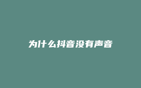 為什么抖音沒有聲音