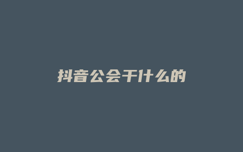 抖音公會干什么的