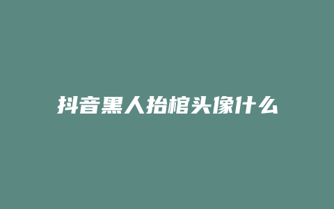 抖音黑人抬棺頭像什么梗