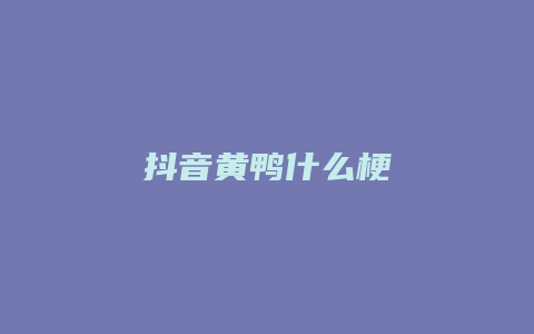 抖音黃鴨什么梗