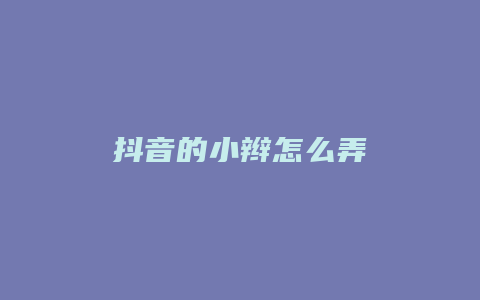 抖音的小辮怎么弄