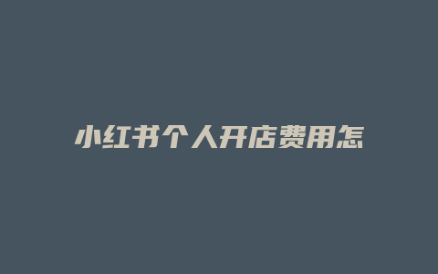 小紅書(shū)個(gè)人開(kāi)店費(fèi)用怎么算