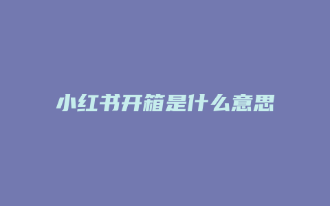 小紅書(shū)開(kāi)箱是什么意思