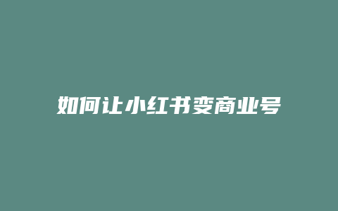 如何讓小紅書(shū)變商業(yè)號(hào)碼