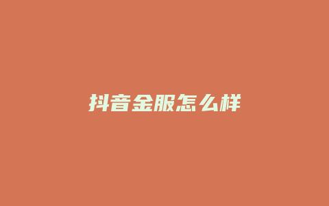 抖音金服怎么樣