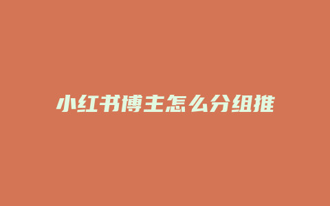 小紅書博主怎么分組推廣