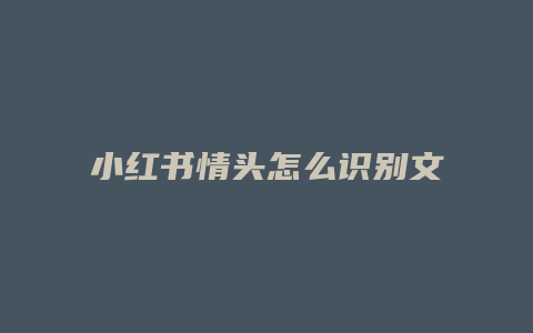 小紅書情頭怎么識(shí)別文案