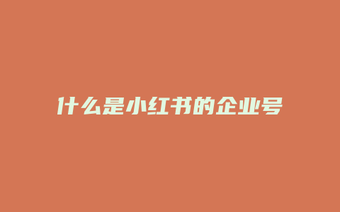 什么是小紅書的企業(yè)號(hào)