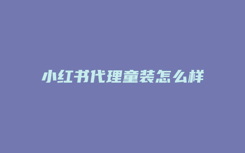 小紅書代理童裝怎么樣