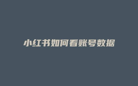 小紅書(shū)如何看賬號(hào)數(shù)據(jù)