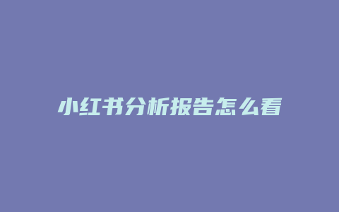 小紅書(shū)分析報(bào)告怎么看