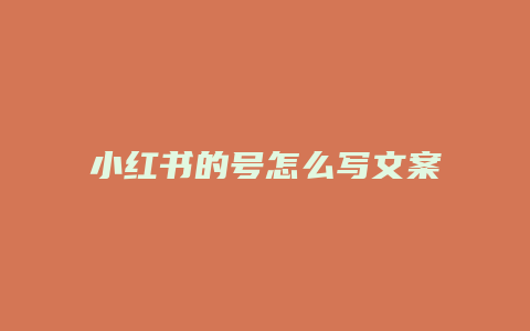 小紅書的號怎么寫文案