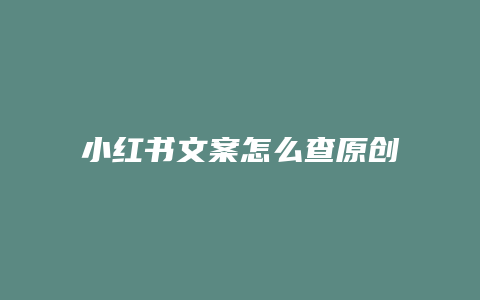 小紅書(shū)文案怎么查原創(chuàng)度