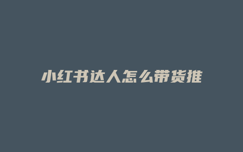 小紅書達人怎么帶貨推廣