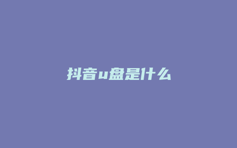 抖音u盤(pán)是什么