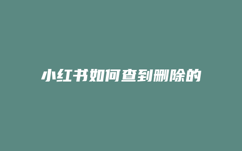 小紅書如何查到刪除的私信