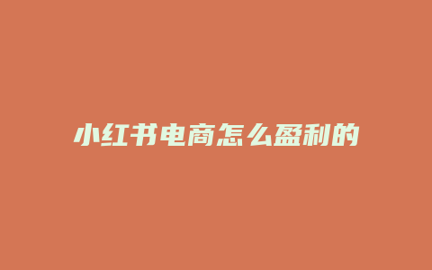 小紅書電商怎么盈利的