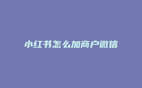 小紅書怎么加商戶微信