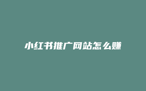 小紅書推廣網(wǎng)站怎么賺錢的