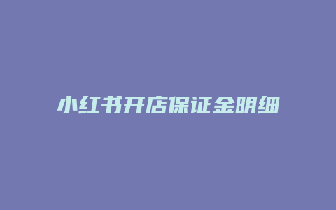 小紅書開店保證金明細(xì)怎么看