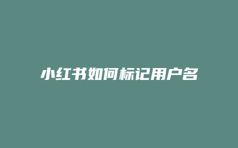 小紅書如何標記用戶名