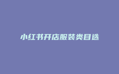 小紅書開店服裝類目選什么