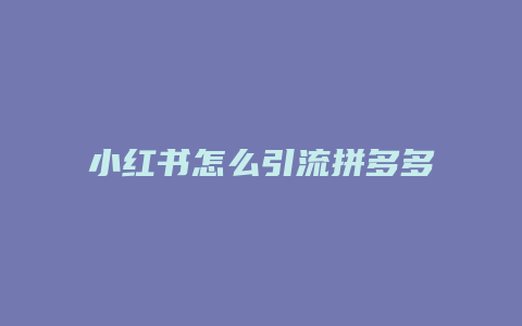 小紅書(shū)怎么引流拼多多商家